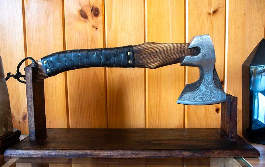 Tactical Viking Axe - Hand Forged Carbon Steel w/Leather Sheath
