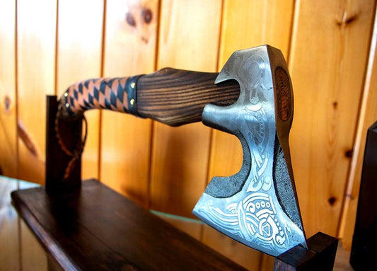 Tactical Viking Axe - Hand Forged Carbon Steel w/Leather Sheath