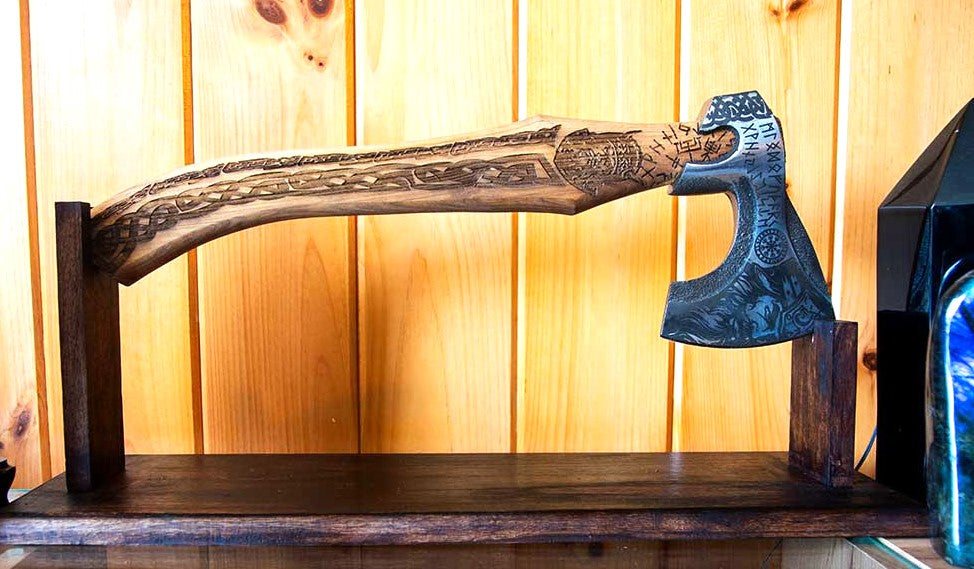 Tactical Viking Axe - Hand Forged Carbon Steel w/Leather Sheath