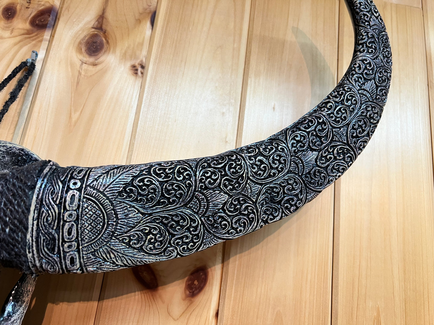 Hand-Carved Celtic Buffalo Skull - Wall Decoration