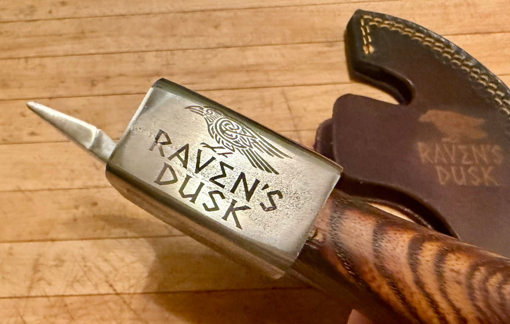 Handmade Viking Pizza Cutter Axe - Ulu Knife with Skull.