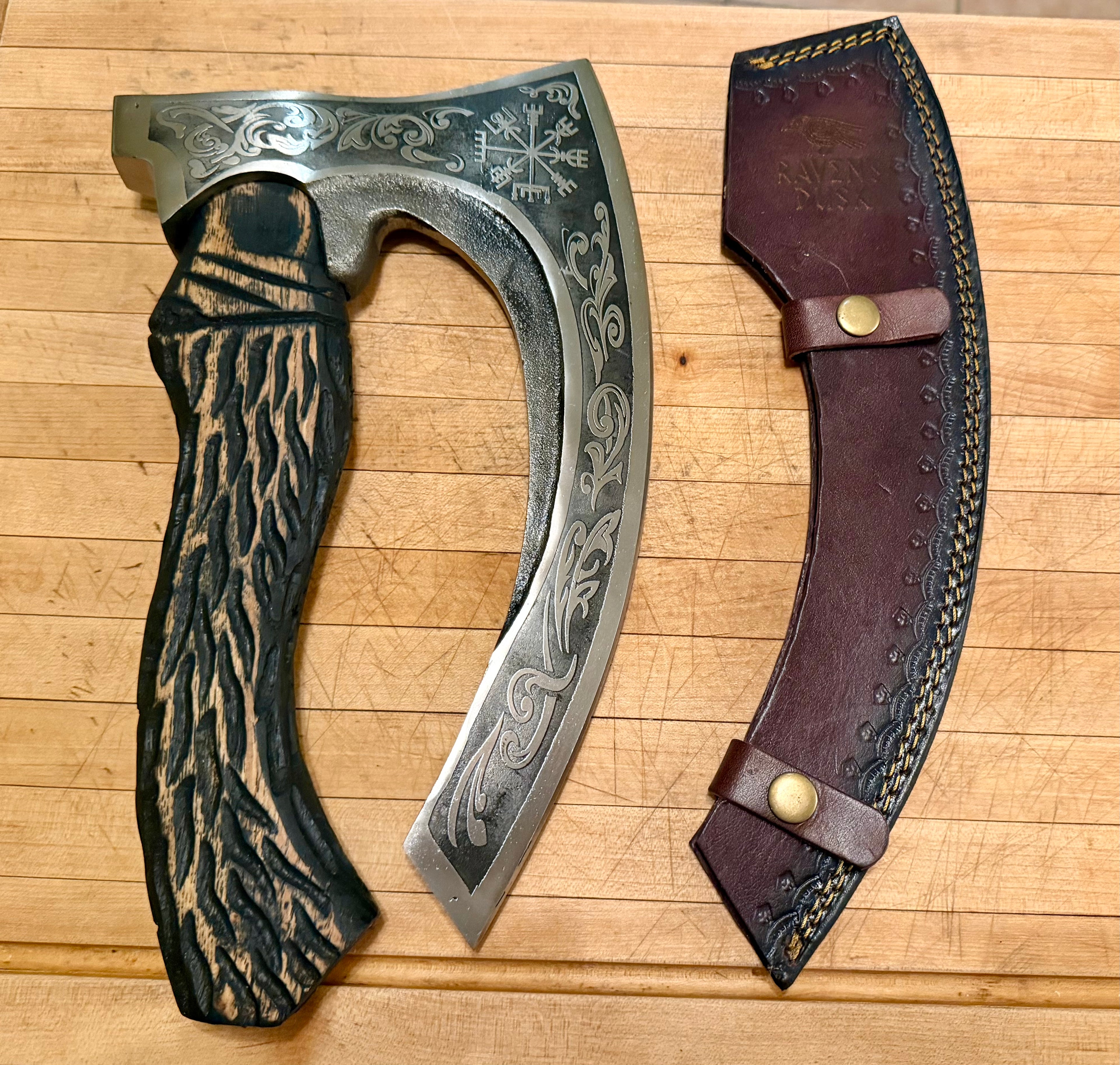 Handmade Viking Pizza Cutter Axe - Ulu Knife – Viking Design.