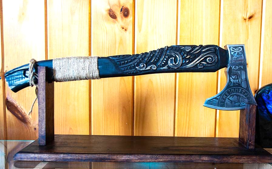 Tactical Viking Axe - Hand Forged Carbon Steel w/Leather Sheath