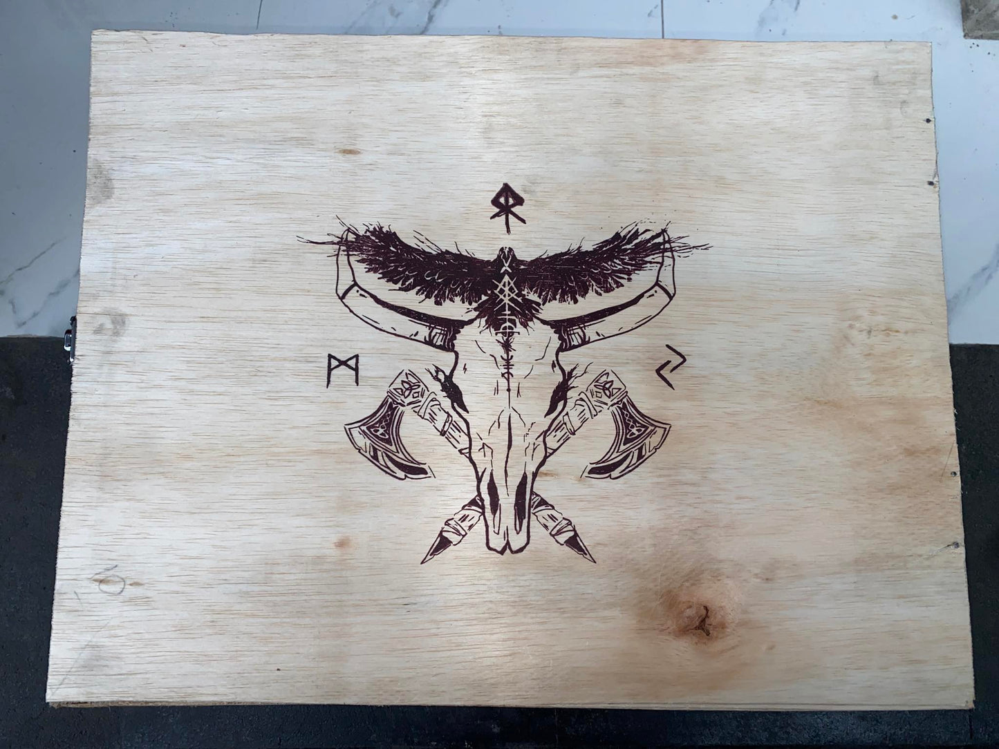 Hand-Carved Mandala Buffalo Skull - Wall Decoration