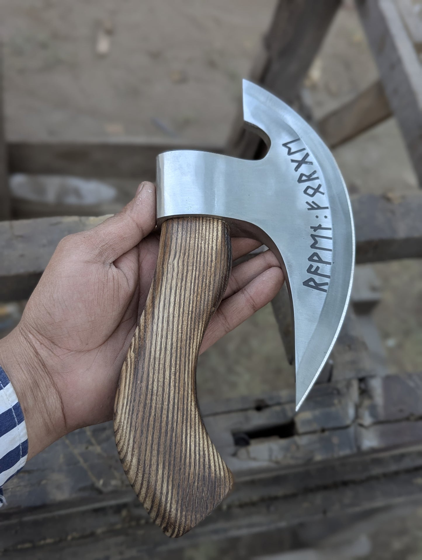 Handmade Viking Pizza Cutter Axe with Runes